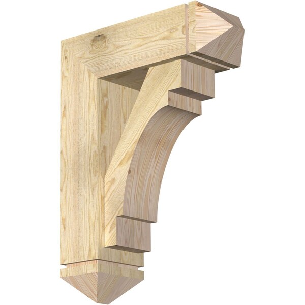 Ekena Millwork Merced Arts and Crafts Rough Sawn Bracket w/ Offset Brace, Douglas Fir, 8"W x 24"D x 32"H BKT0806X24X32MRC03RDF - main